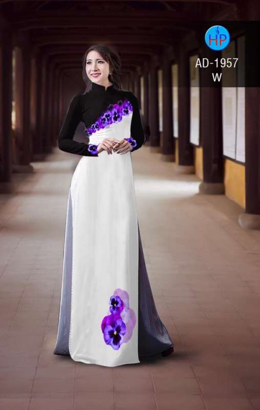 Vải áo dài hoa trên dưới