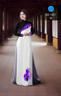 Vải áo dài hoa trên dưới-DT 2307