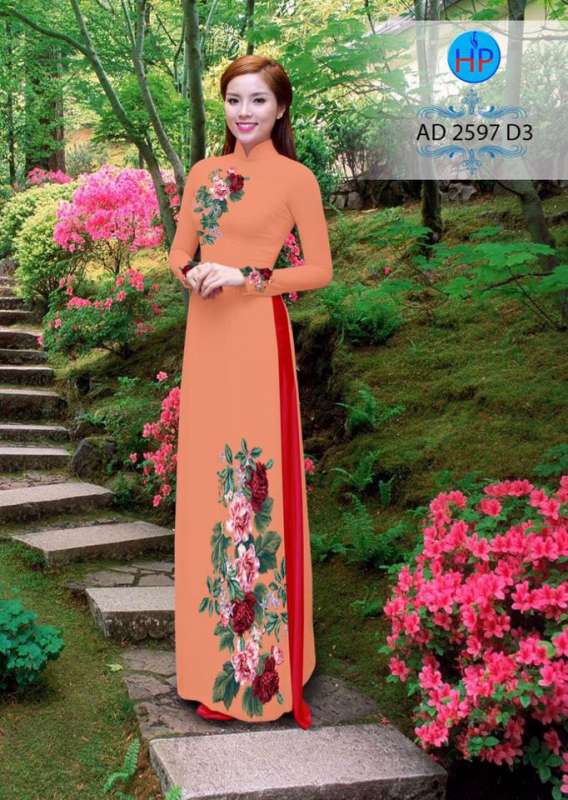 Vải áo dài hoa chạy dọc