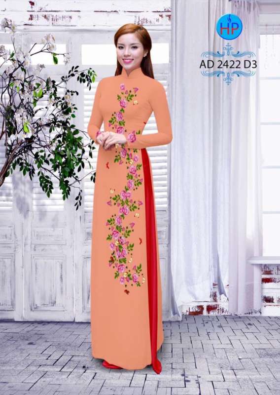 Vải áo dài hoa Hồng dây