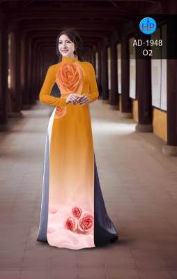 Vải áo dài hoa hồng trên dưới-DT 2377