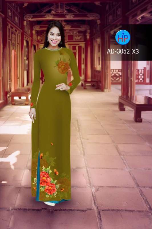 Vải áo dài hoa trên dưới