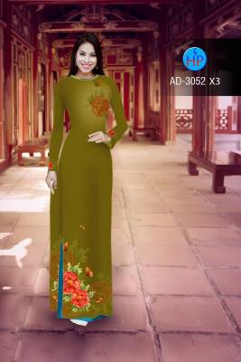 Vải áo dài hoa trên dưới-DT 2385