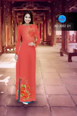 Vải áo dài hoa trên dưới-DT 2385