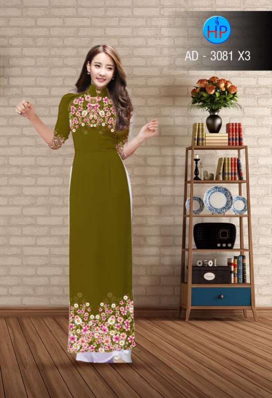 Vải áo dài hoa nhỏ trên dưới