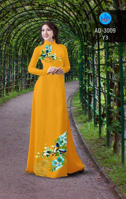 Vải áo dài hoa và chim