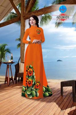 Vải áo dài hoa trên dưới-DT 2424