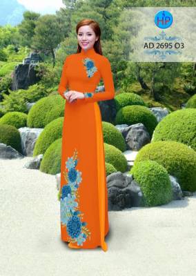 Vải áo dài hoa 3D trên dưới-DT 2436