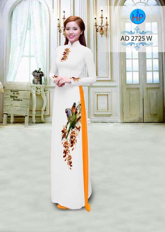 Vải áo dài hoa và chim