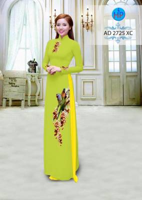 Vải áo dài hoa và chim-DT 2438