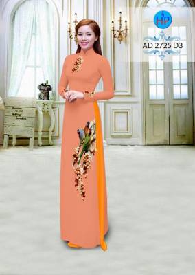 Vải áo dài hoa và chim-DT 2438