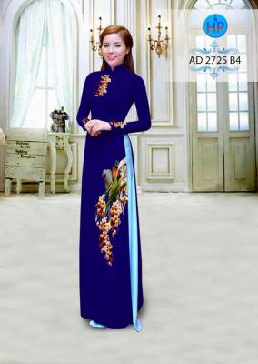 Vải áo dài hoa và chim-DT 2438