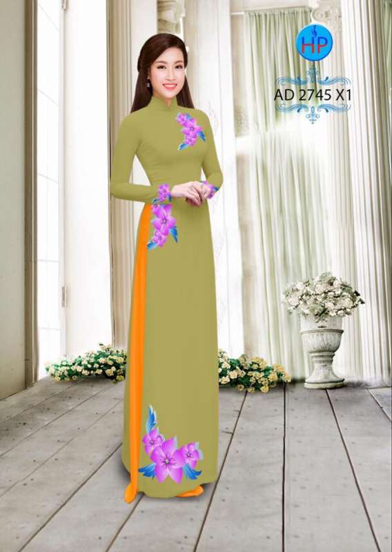 Vải áo dài hoa 3D