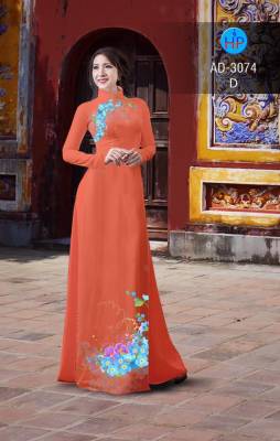 Vải áo dài hoa 3D trên dưới-DT 2453