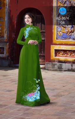 Vải áo dài hoa 3D trên dưới-DT 2453