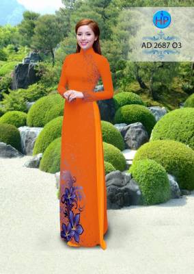 Vải áo dài hoa trên dưới-DT 2476