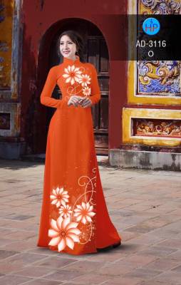 Vải áo dài hoa cúc Trắng-DT 2477
