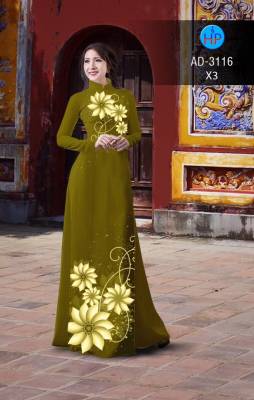 Vải áo dài hoa cúc Trắng-DT 2477