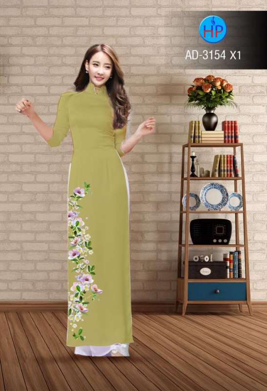 Vải áo dài hoa dây 1 bên