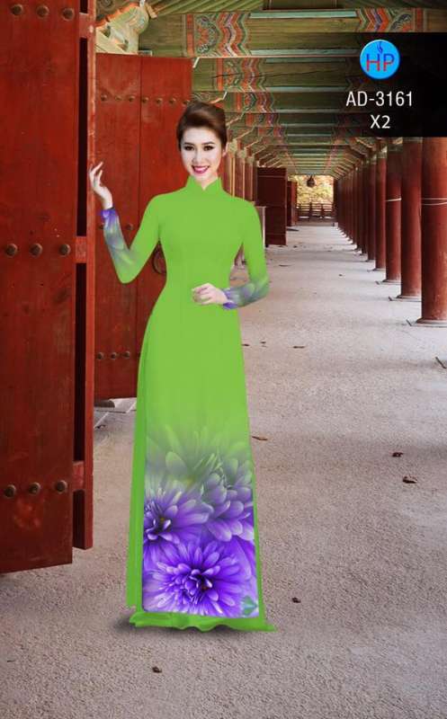 Vải áo dài hoa 3D tà dưới