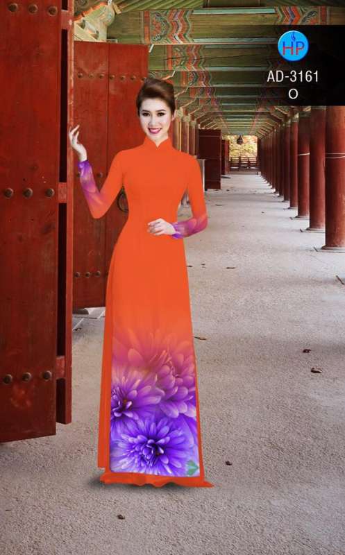 Vải áo dài hoa 3D tà dưới