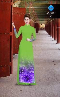 Vải áo dài hoa 3D tà dưới-DT 2485