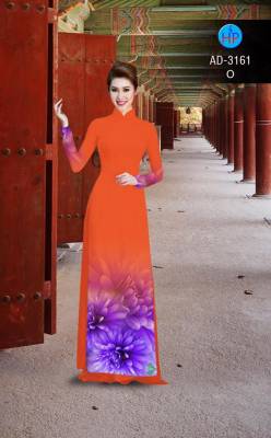 Vải áo dài hoa 3D tà dưới-DT 2485