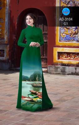 Áo dài phong cảnh nguyên bộ-DT 2489