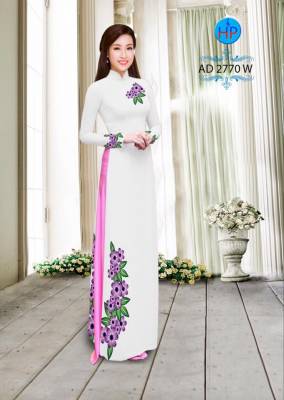 Vải áo dài hoa nhỏ trên dưới-DT 2494