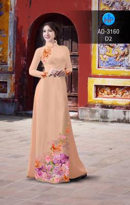 Vải áo dài hoa trên dưới-DT 2497