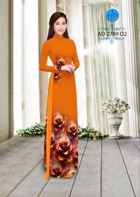 Vải áo dài hoa hồng 3D-DT 2504
