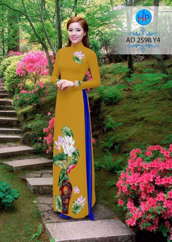 Vải áo dài bình hoa Sen