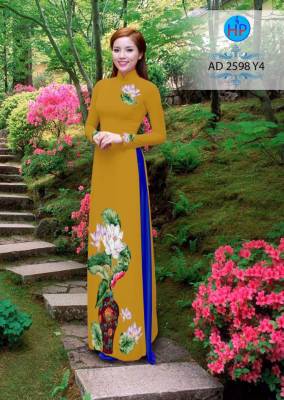 Vải áo dài bình hoa Sen-DT 2510