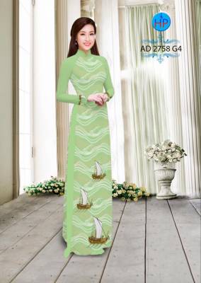 Vải áo dài thuyền và biển-DT 2514