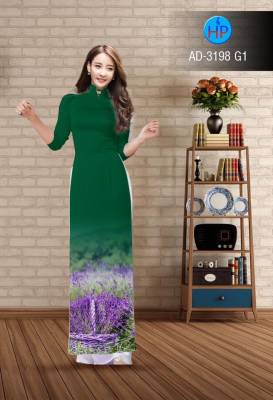 Vải áo dài cánh đồng hoa-DT 2517