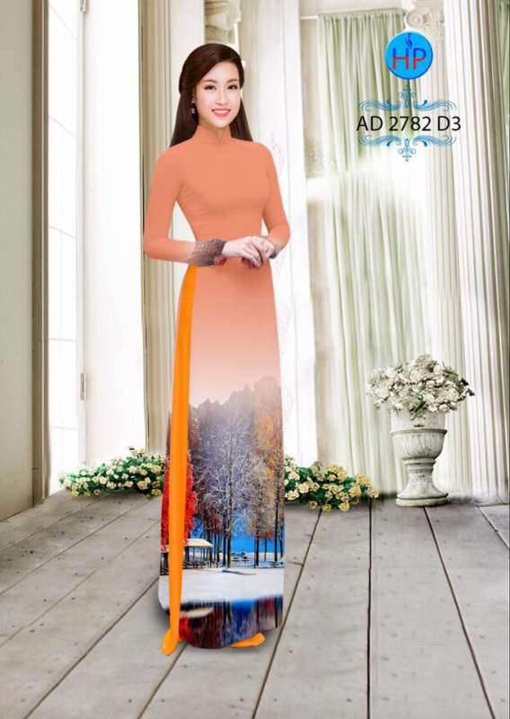 Vải áo dài phong cảnh mùa đông