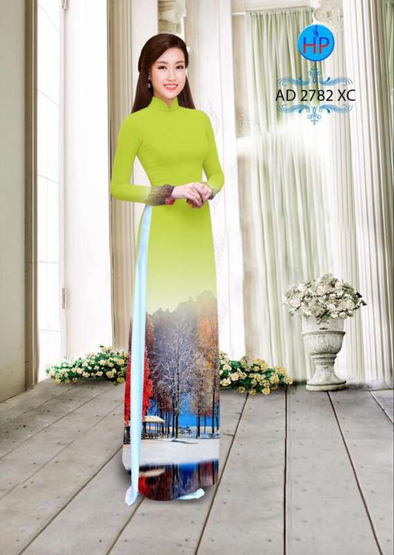 Vải áo dài phong cảnh mùa đông