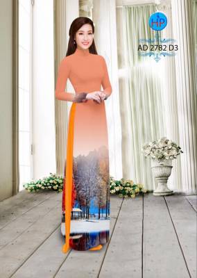 Vải áo dài phong cảnh mùa đông-DT 2523