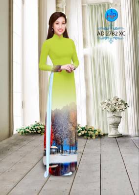 Vải áo dài phong cảnh mùa đông-DT 2523