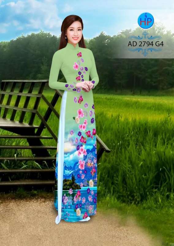 Vải áo dài hoa và cảnh