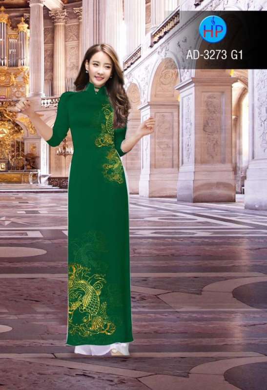 Vải áo dài họa tiết cá Chép