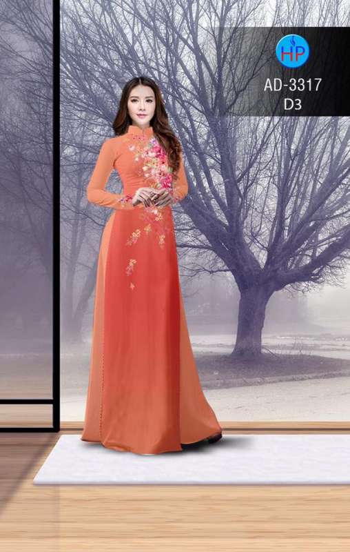 Vải áo dài hoa trên