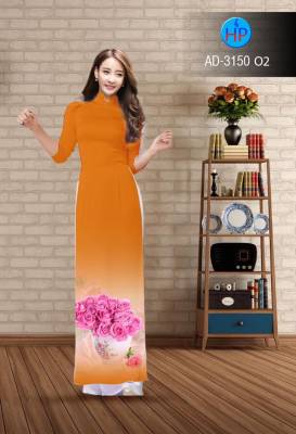 Áo dài hoa Hồng ngọt ngào-DT 2588