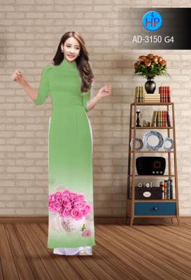 Áo dài hoa Hồng ngọt ngào-DT 2588