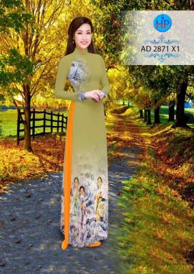 Vải áo dài tranh dân gian-DT 2595