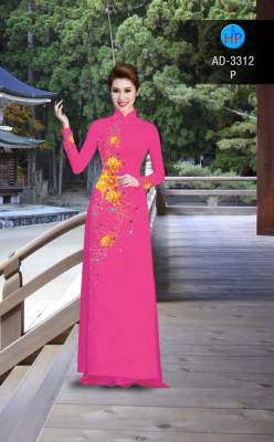 Vải áo dài hoa ngang eo-DT 2601