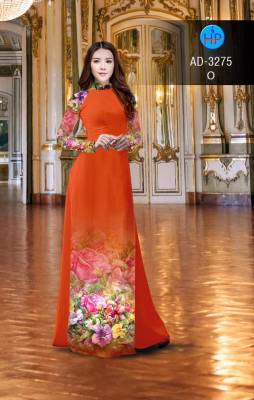 Vải áo dài hoa Hồng-DT 2604
