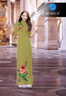 Vải áo dài hoa Hồng-DT 2606