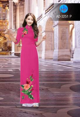 Vải áo dài hoa Hồng-DT 2606