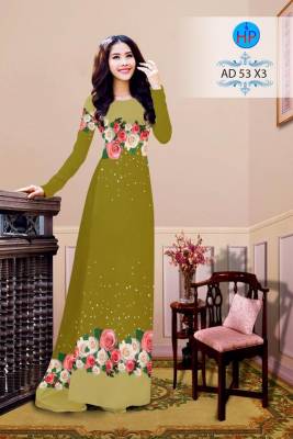Vải áo dài hoa Hồng-DT 2616